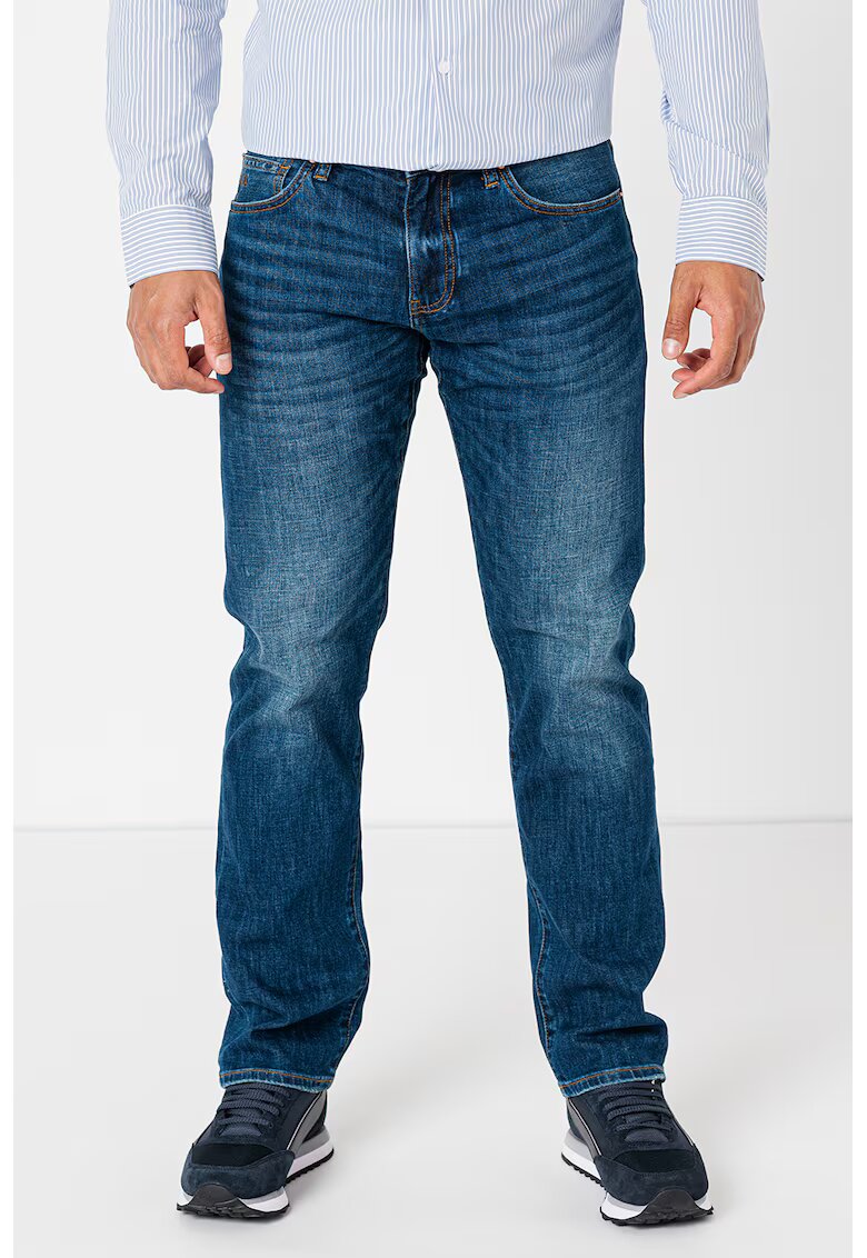Armani Exchange Blugi regular fit cu aspect decolora - Albastru inchis