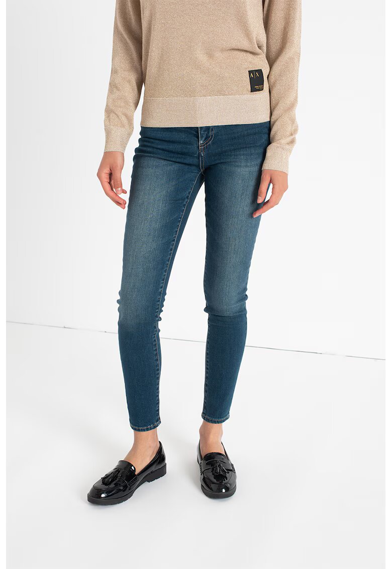 Armani Exchange Blugi super skinny cu talie medie - Bleumarin