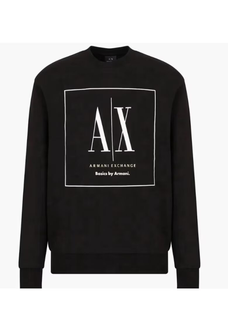 Armani Exchange Bluza barbati - Bumbac - Negru/Alb - Negru