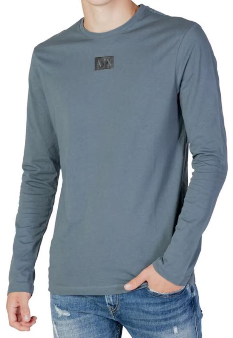 Armani Exchange Bluza - Bumbac - Gri - Albastru prafuit