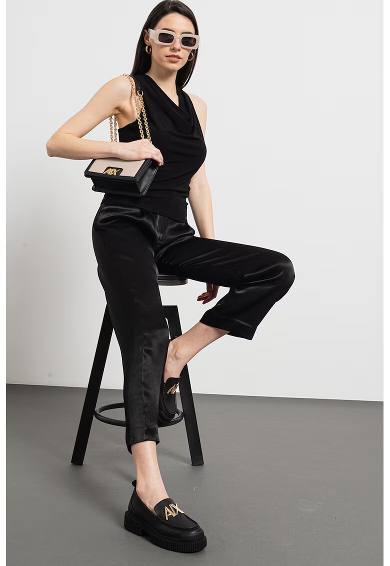 Armani Exchange Bluza cu decolteu drapat - Negru
