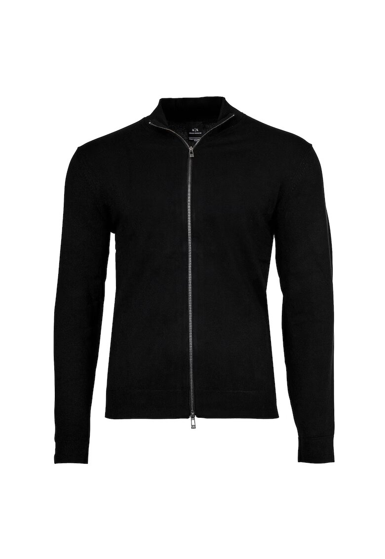 Armani Exchange Bluza de trening cu fermoar si guler mediu - Negru