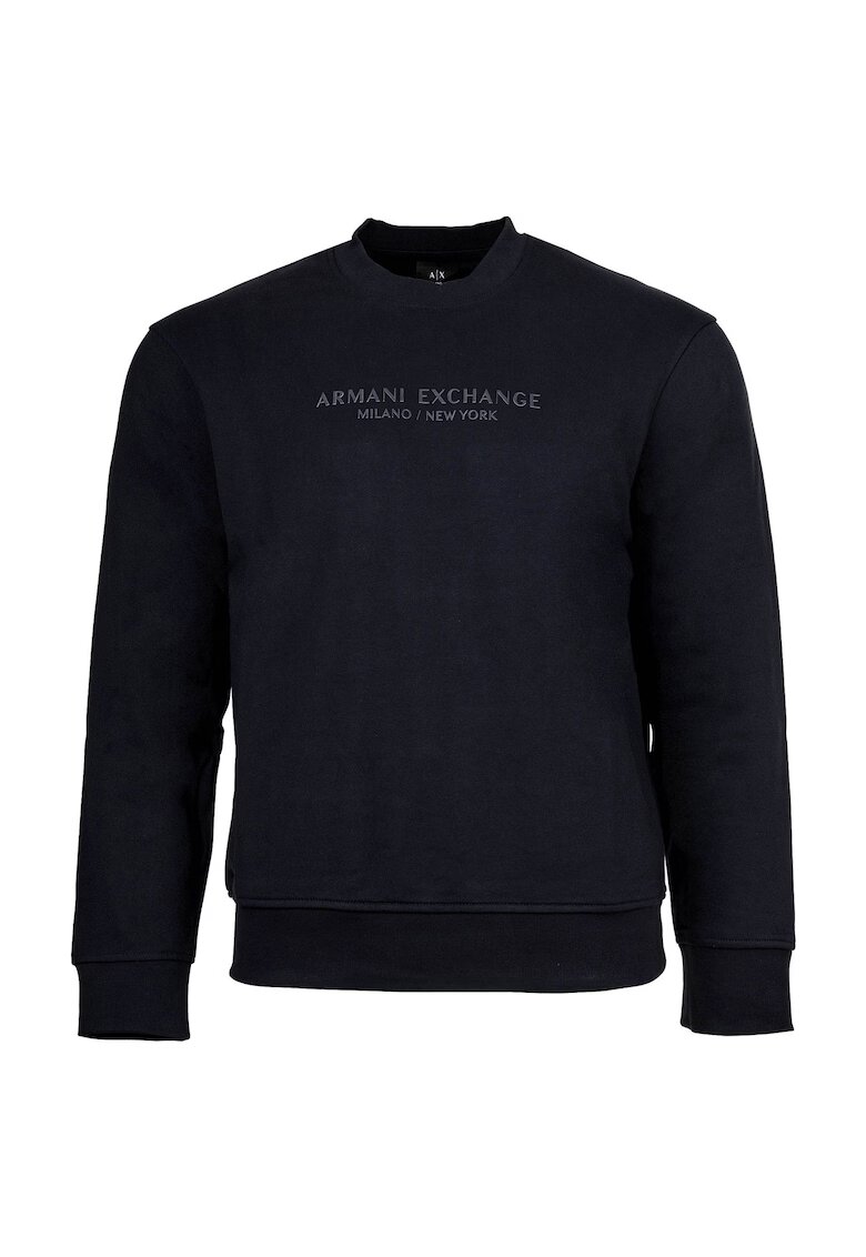 Armani Exchange Bluza de trening cu imprimeu logo si decolteu la baza gatului - Albastru inchis