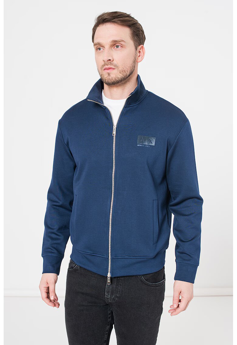 Armani Exchange Bluza sport cu fermoar si buzunare frontale - Albastru inchis