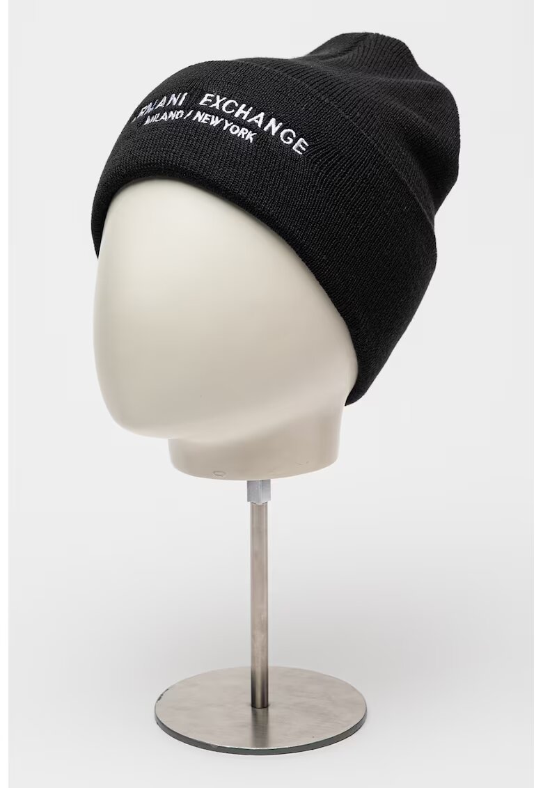 Armani Exchange Caciula cu logo brodat - Negru