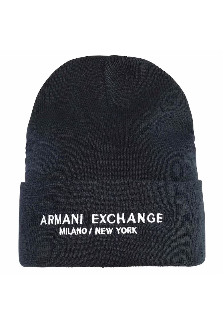 Armani Exchange Caciula striata cu logo - Albastru ultramarin
