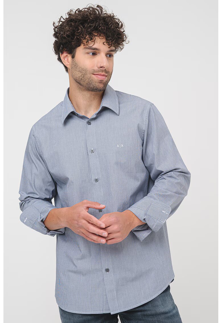 Armani Exchange Camasa cu logo - Alb/Albastru inchis