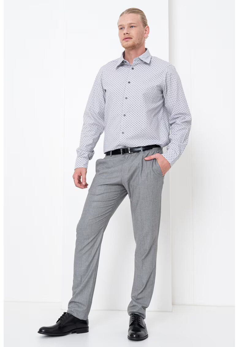 Armani Exchange Camasa cu model si guler clasic - Alb/Negru/Gri inchis