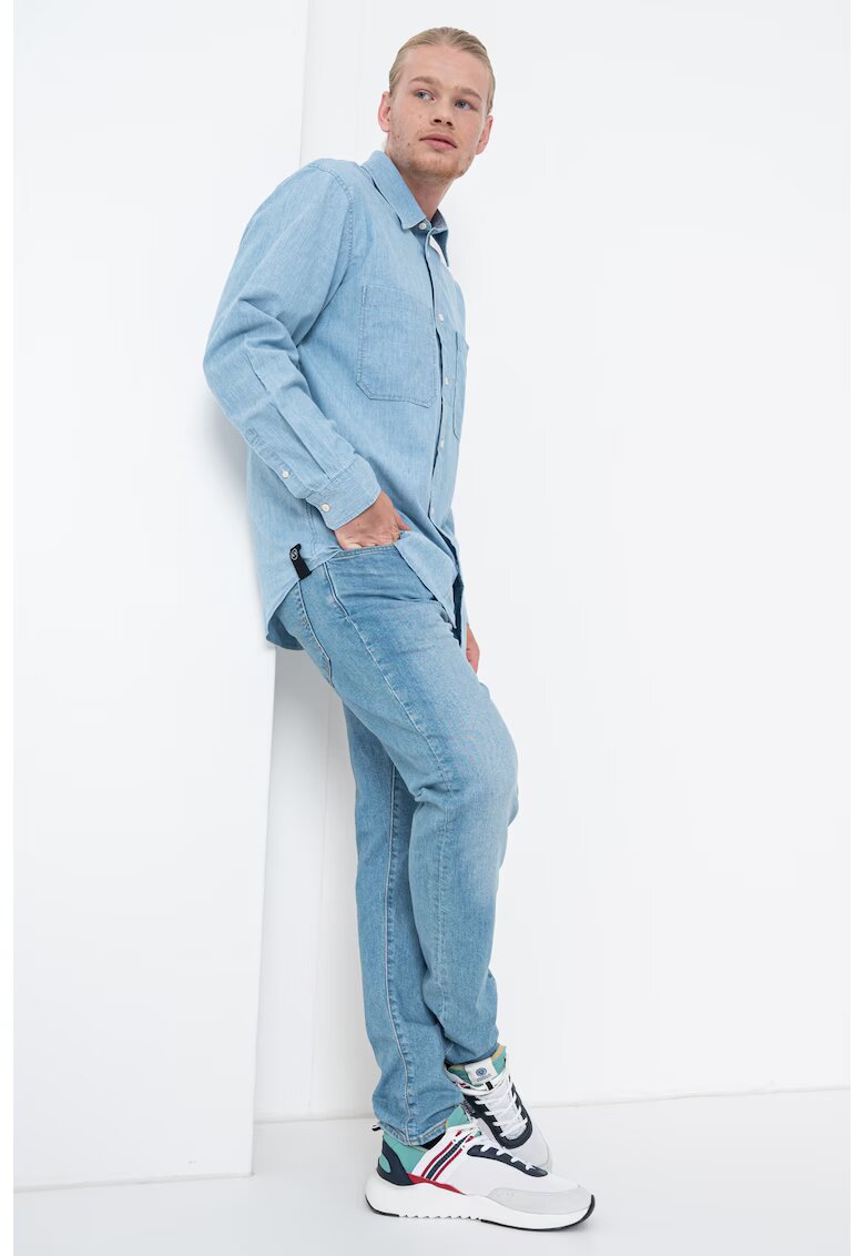 Armani Exchange Camasa de denim cu maneci lungi - Albastru deschis
