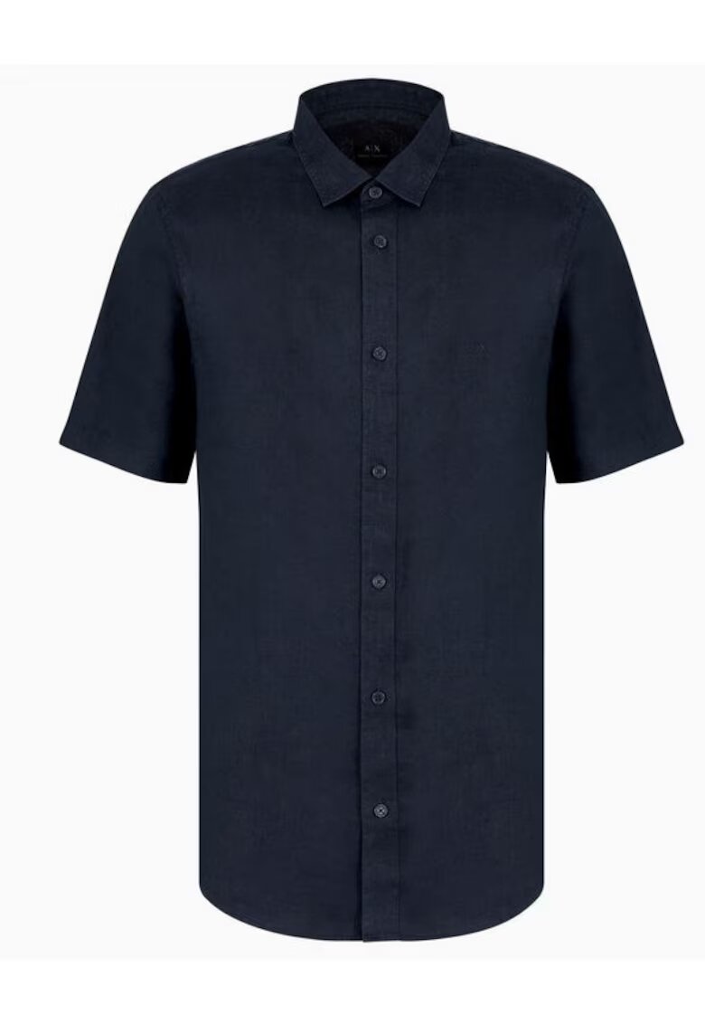 Armani Exchange Camasa din in regular fit cu maneci scurta