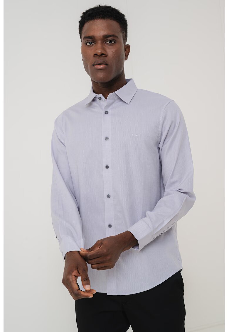 Armani Exchange Camasa regular-fit cu guler clasic - Alb/Gri deschis