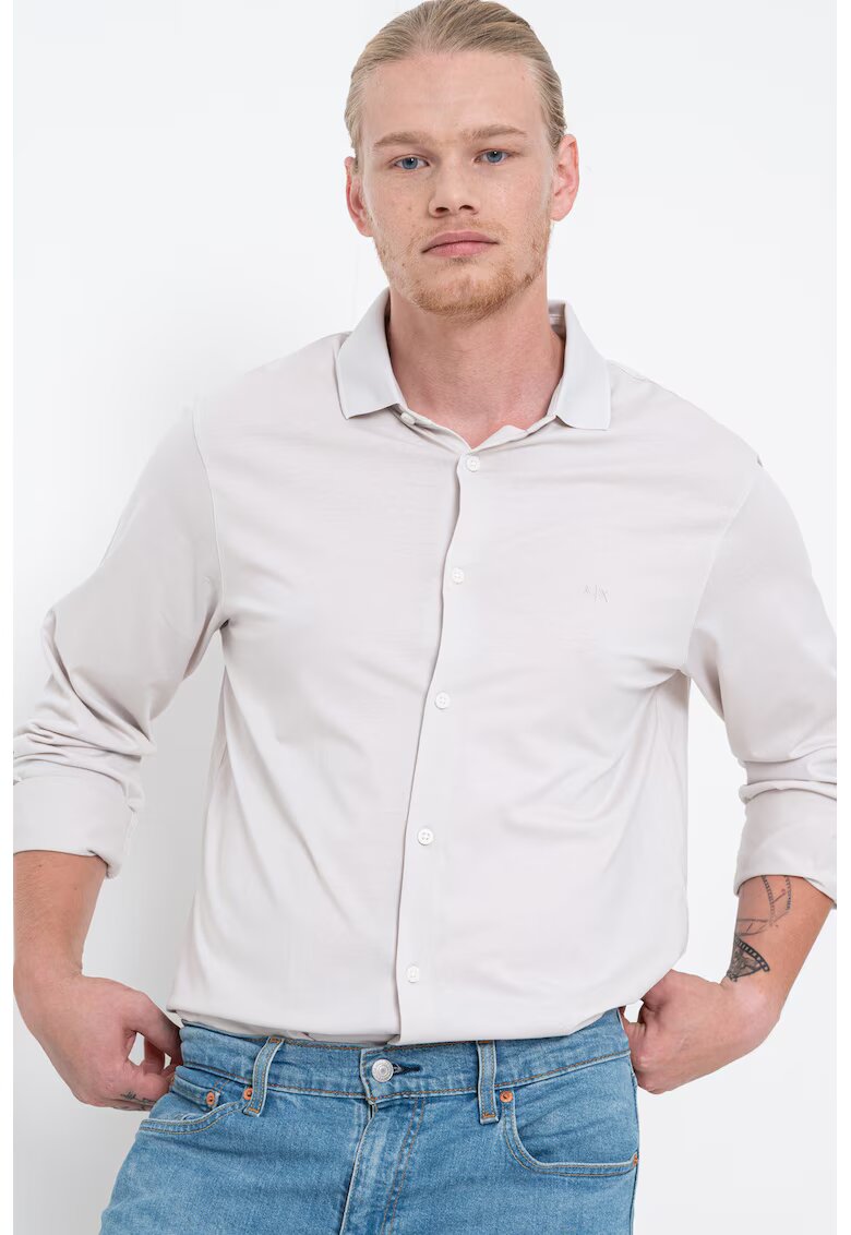 Armani Exchange Camasa relaxed fit de bumbac - Grej