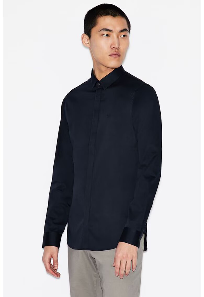 Armani Exchange Camasa slim fit cu aspect satinat - Bleumarin