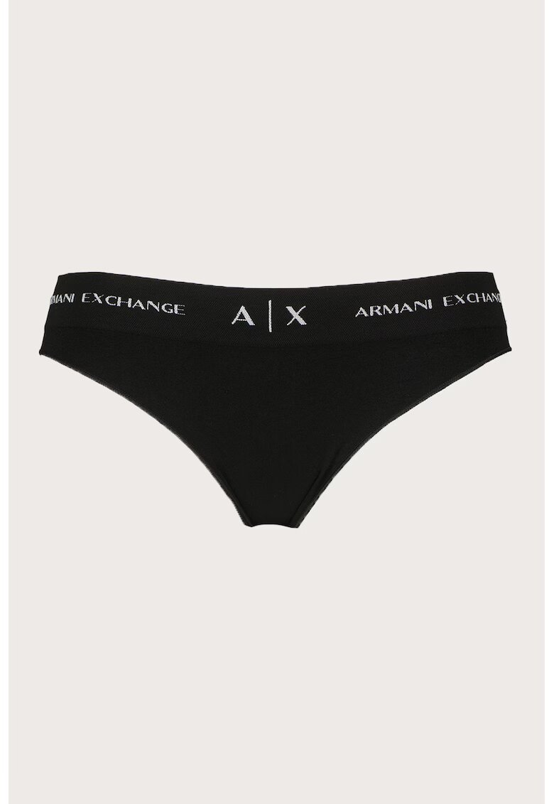 Armani Exchange Chiloti brazilieni cu banda logo in talie - Negru/Alb murdar