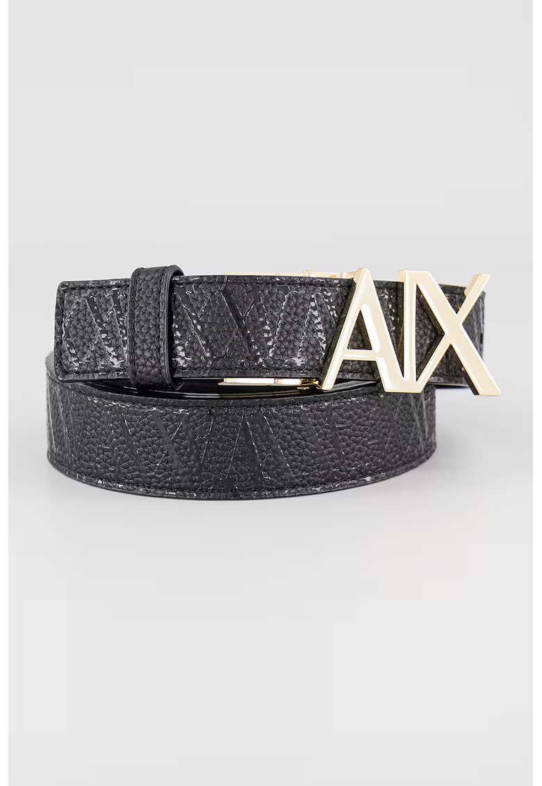 Armani Exchange Curea de piele ecologica cu catarama metalica - Negru