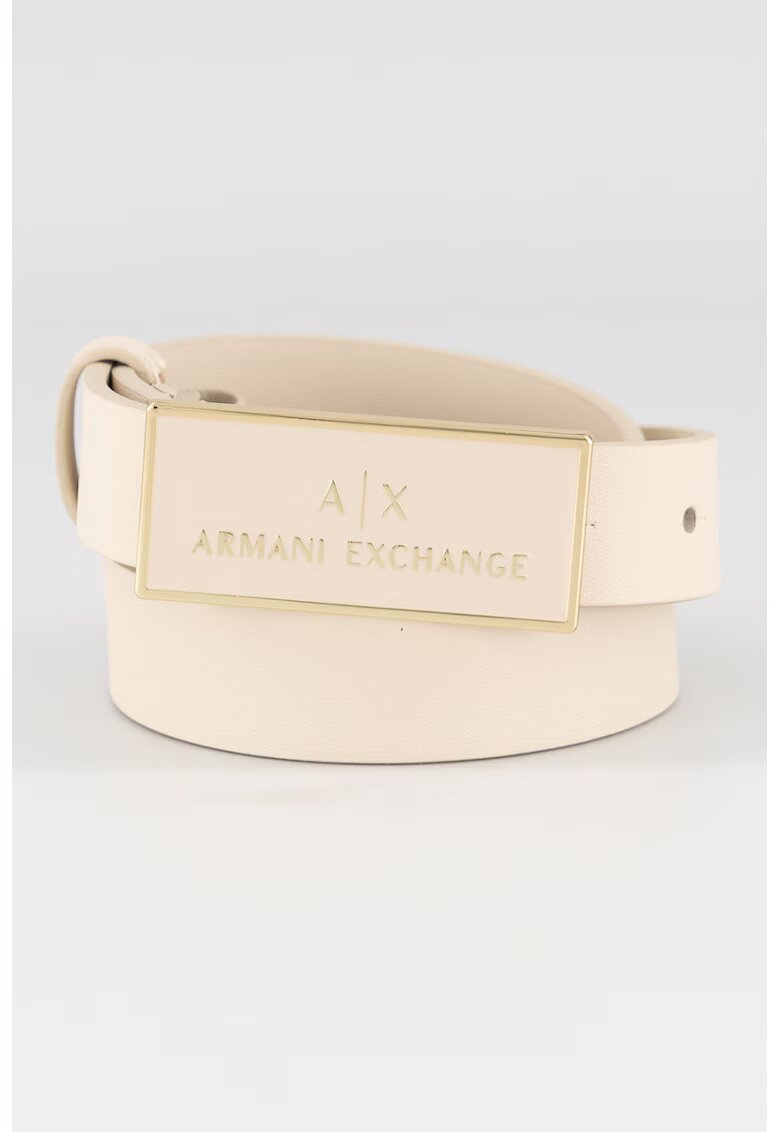 Armani Exchange Curea din piele cu catarama metalica - Bej deschis