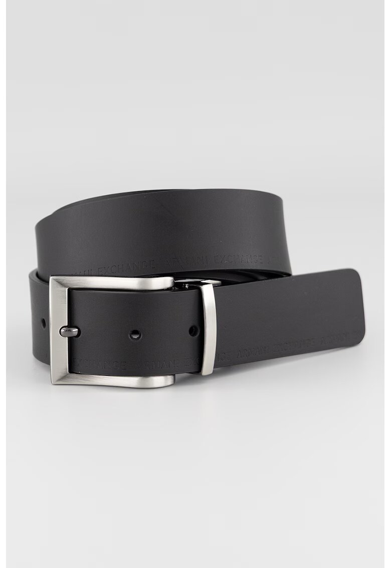 Armani Exchange Curea din piele cu logo - Maro inchis