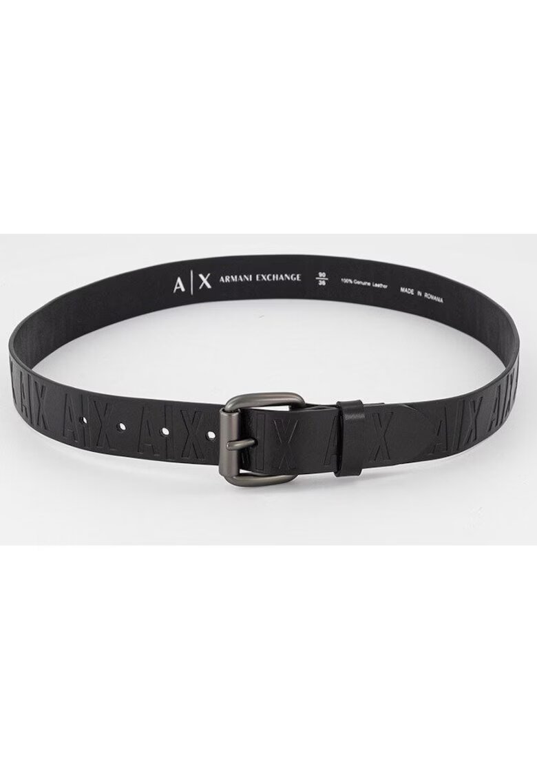 Armani Exchange Curea din piele naturala cu model logo