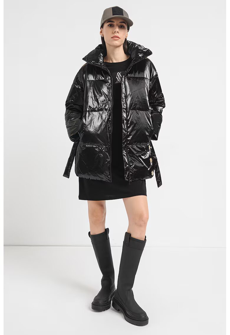 Armani Exchange Geaca bufanta cu cordon si model matlasat - Negru