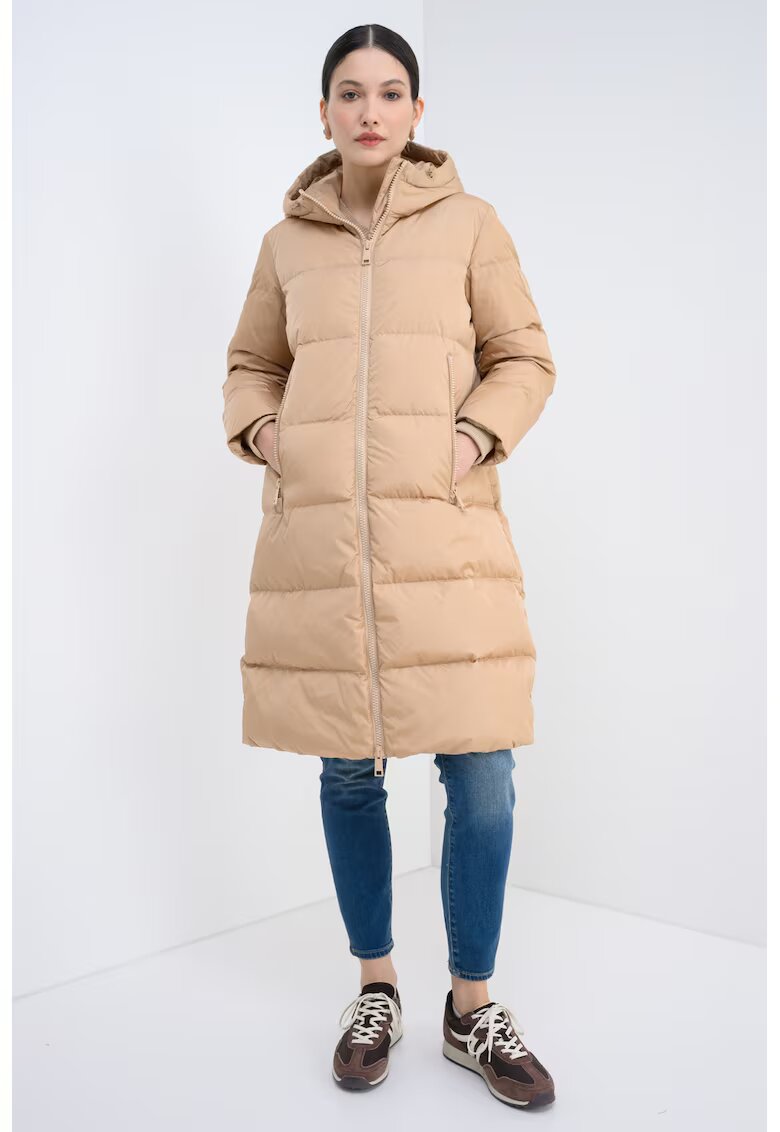 Armani Exchange Geaca lunga cu umplutura de puf - Bej inchis