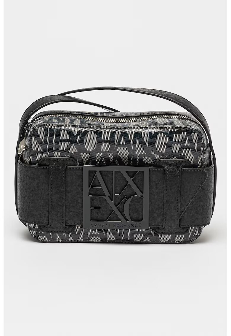 Armani Exchange Geanta crossbody cu model - Alb/Negru/Bleumarin