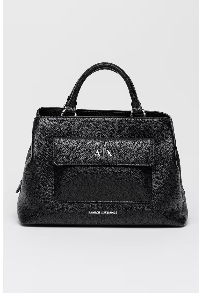 Armani Exchange Geanta crossbody de piele ecologica cu buzunar - Negru