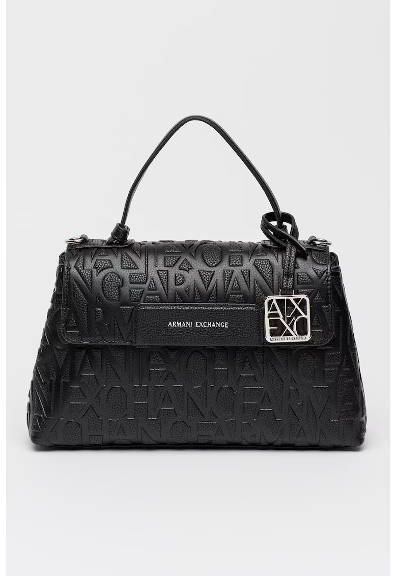 Armani Exchange Geanta crossbody de piele ecologica cu logo stantat - Negru