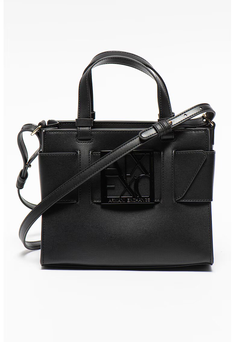 Armani Exchange Geanta mica de piele ecologica cu bareta detasabila - Negru