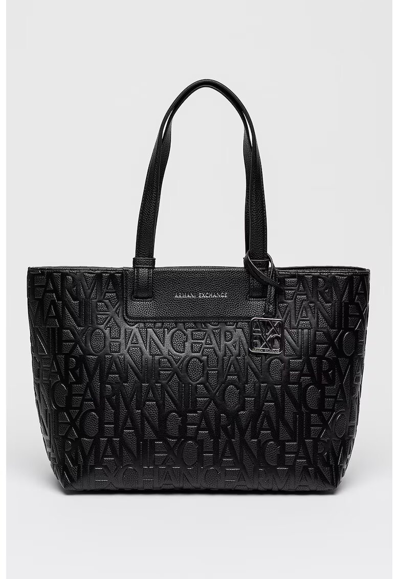 Armani Exchange Geanta shopper de piele ecologica uc logo stantat - Negru