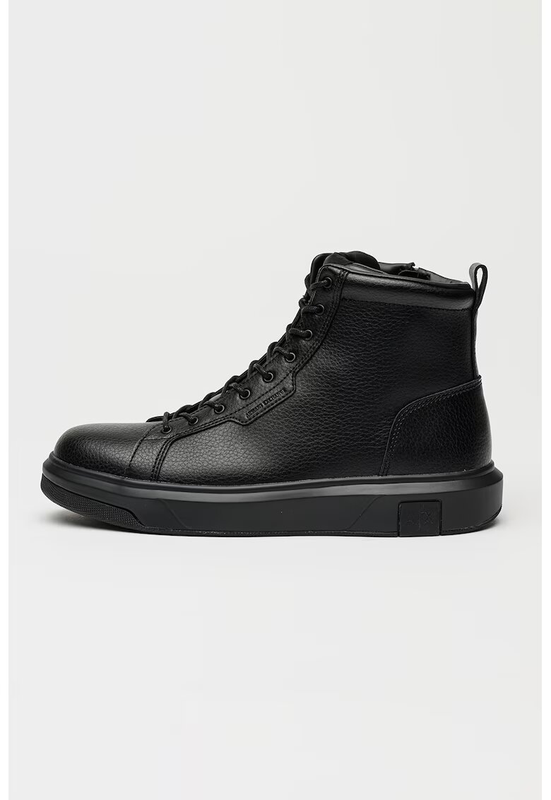 Armani Exchange Ghete de piele cu fermoar lateral - Negru