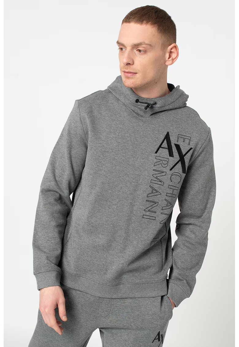 Armani Exchange Hanorac cu imprimeu logo - Negru/Gri inchis melange