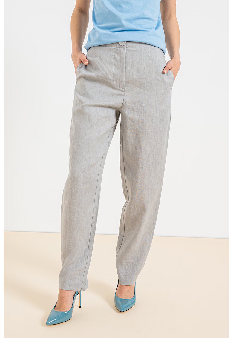 Armani Exchange Pantaloni cu talie inalta - Gri cenusiu