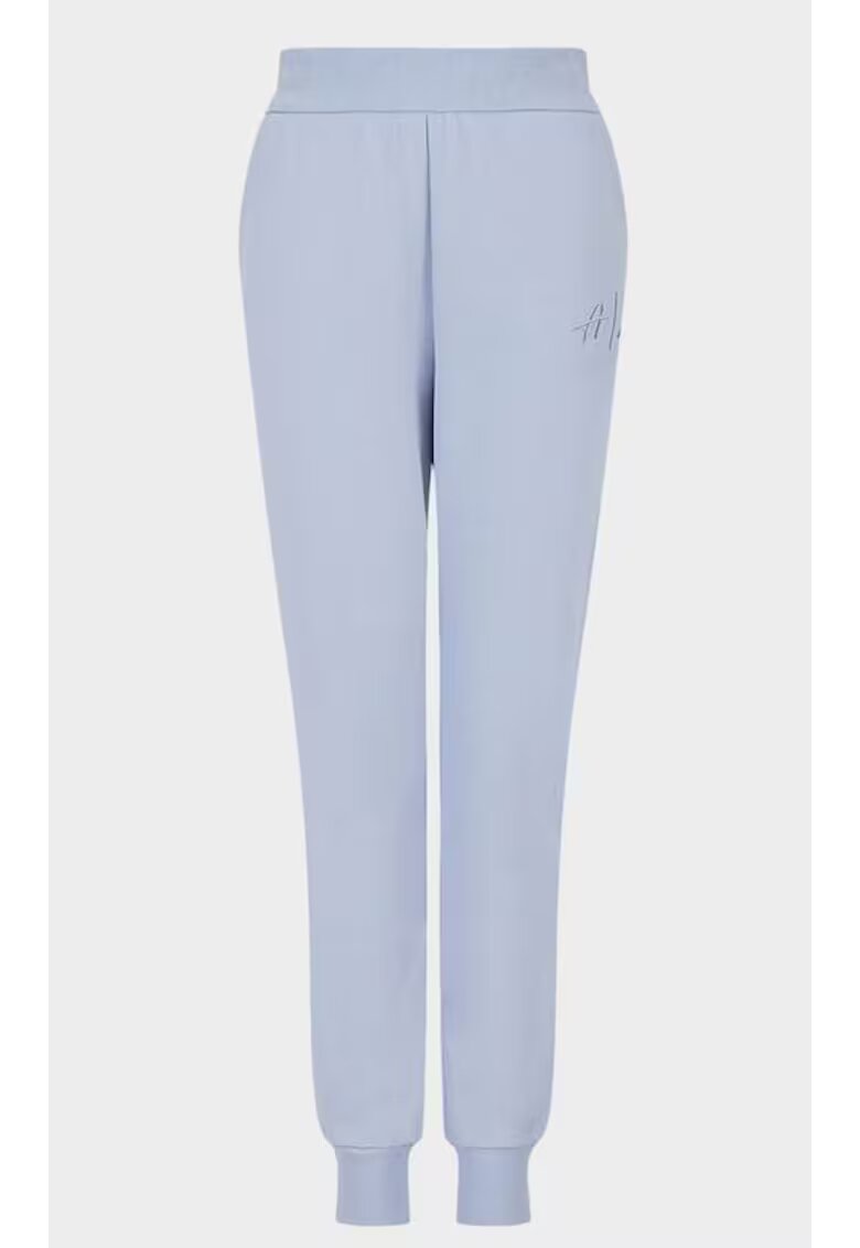 Armani Exchange Pantaloni de trening dama - Regular Fit - Bumbac - Albastru deschis - Albastru azur