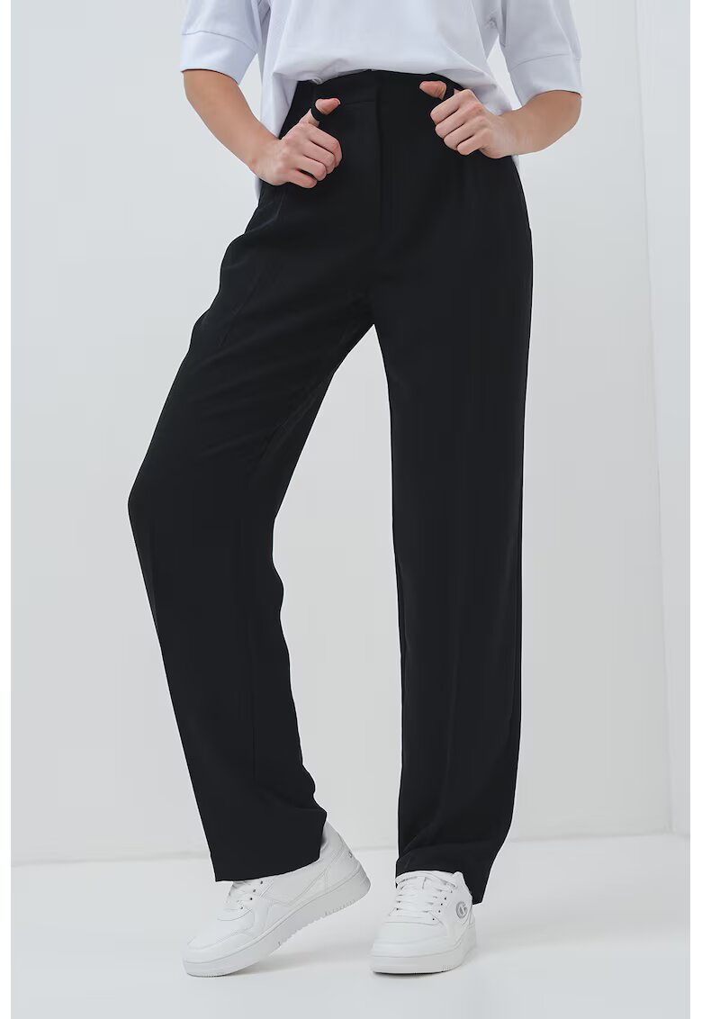 Armani Exchange Pantaloni drepti cu talie inalta - Negru