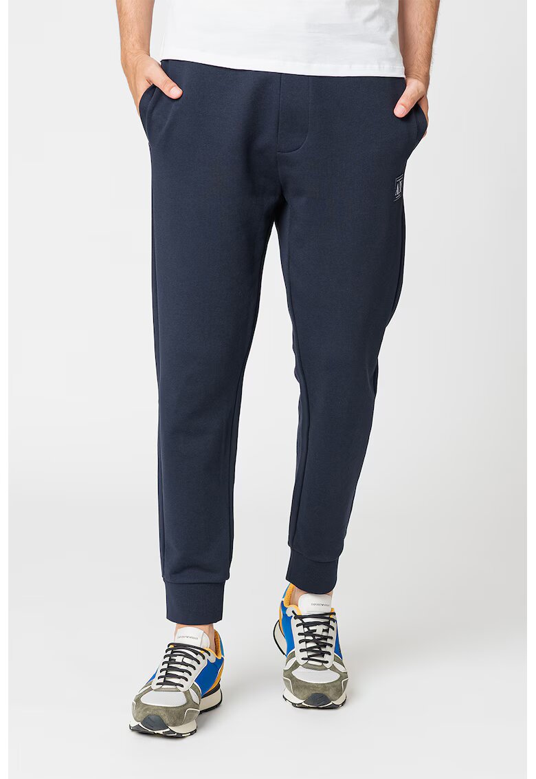 Armani Exchange Pantaloni sport de bumbac cu snur - Bleumarin