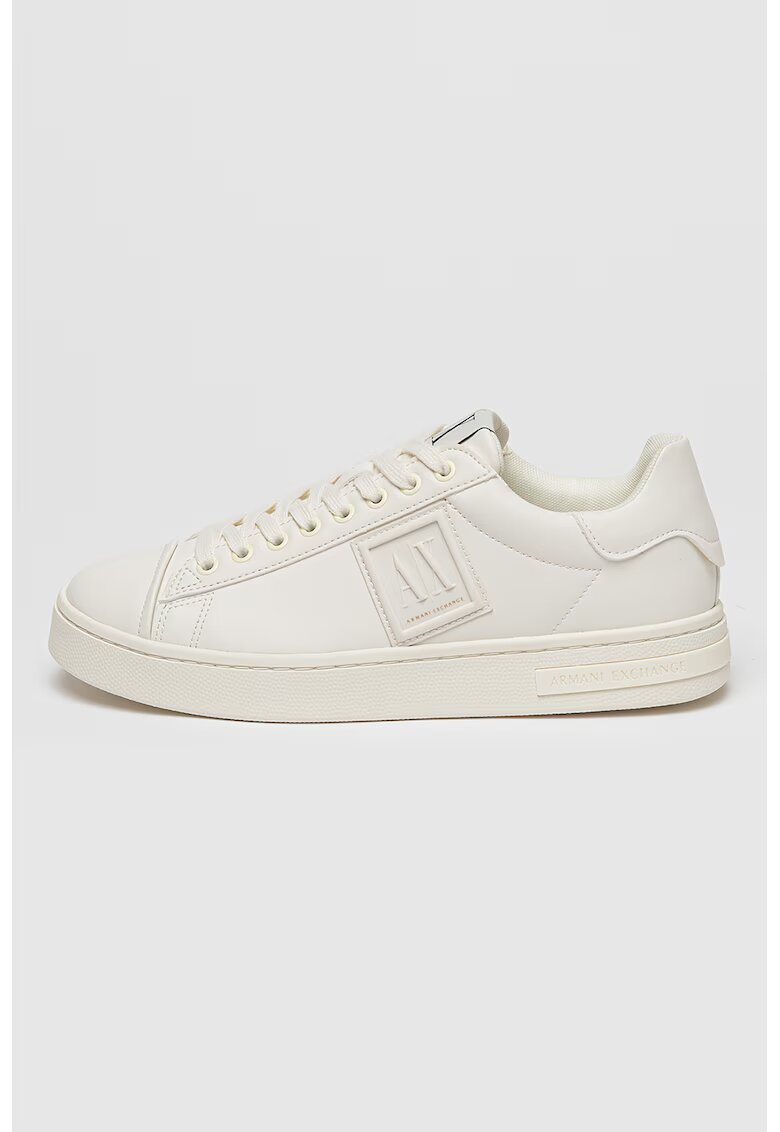 Armani Exchange Pantofi sport cu logo si sireturi - Alb murdar