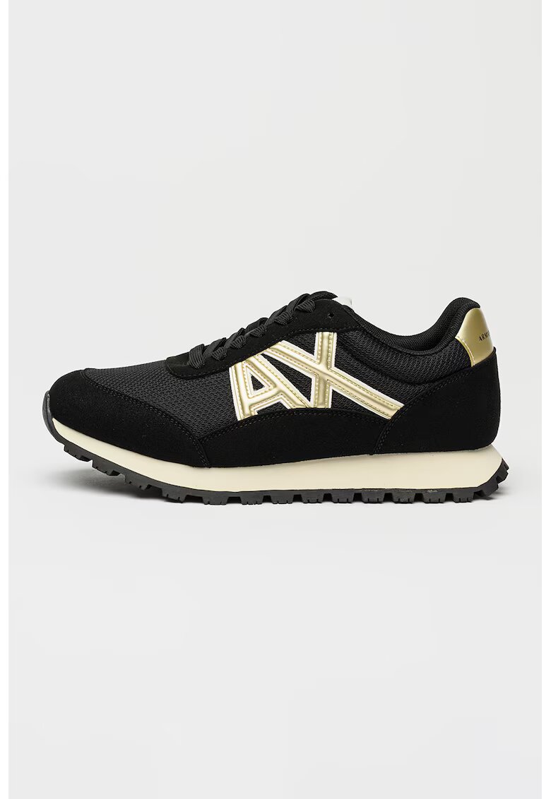 Armani Exchange Pantofi sport de plasa cu insertii sintetice si model colorblock - Auriu/Negru