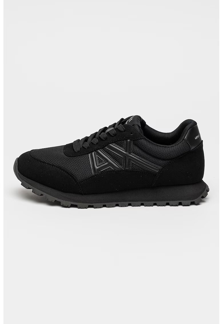 Armani Exchange Pantofi sport din plasa cu segmente din piele ecologica - Negru