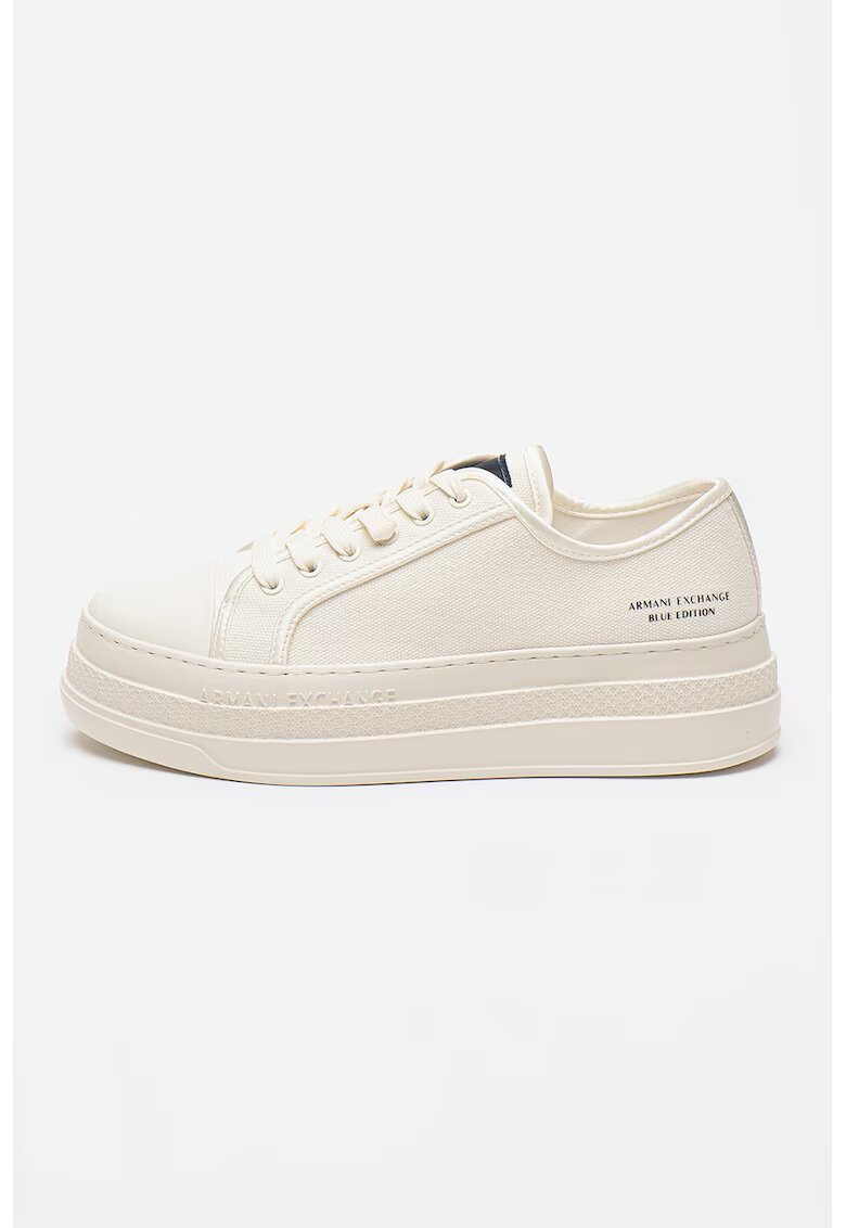 Armani Exchange Pantofi sport flatform de panza - Crem