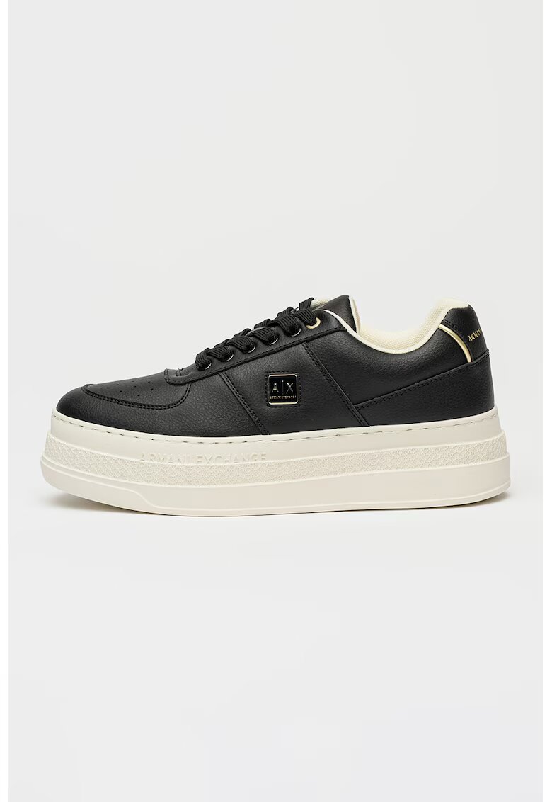 Armani Exchange Pantofi sport flatform de piele ecologica - Negru