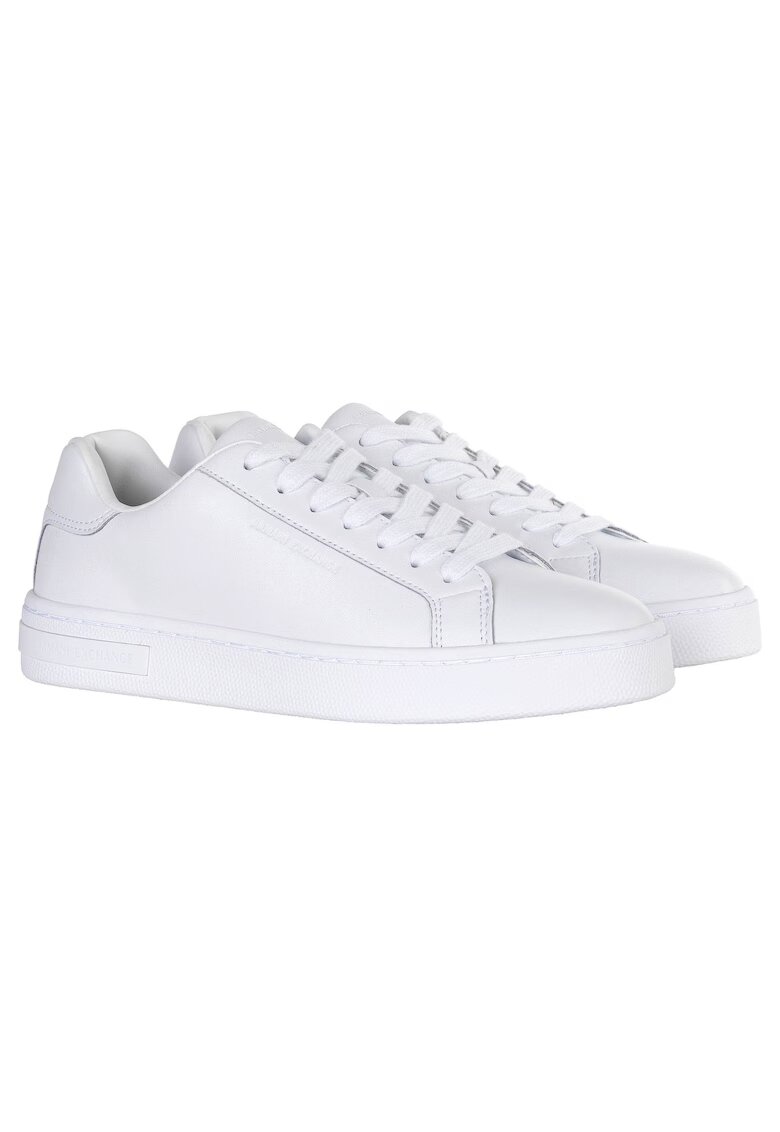 Armani Exchange Pantofi sport low-cut de piele cu siret - Alb