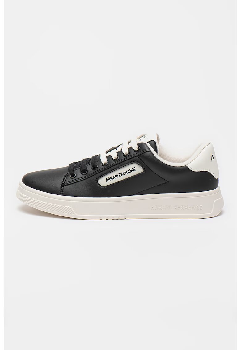 Armani Exchange Pantofi sport low-cut de piele ecologica - Negru