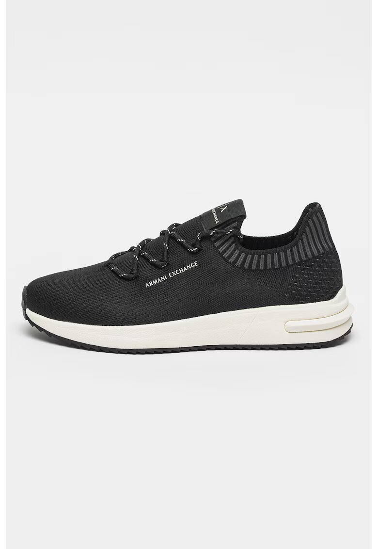 Armani Exchange Pantofi sport wedge din material textil cu logo - Negru