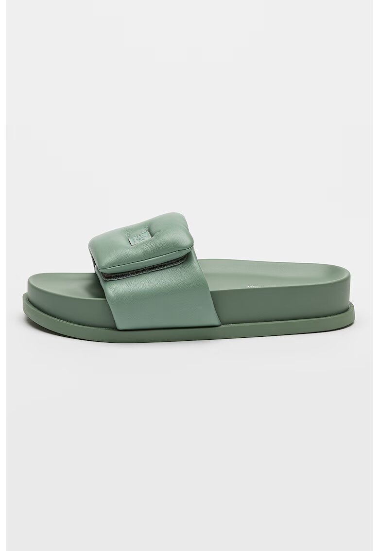 Armani Exchange Papuci cu velcro si logo metalic - Verde menta