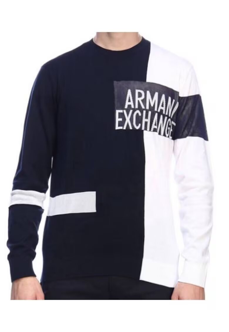 Armani Exchange Pulover pentru barbati - Alb/Negru - 654847 - Alb