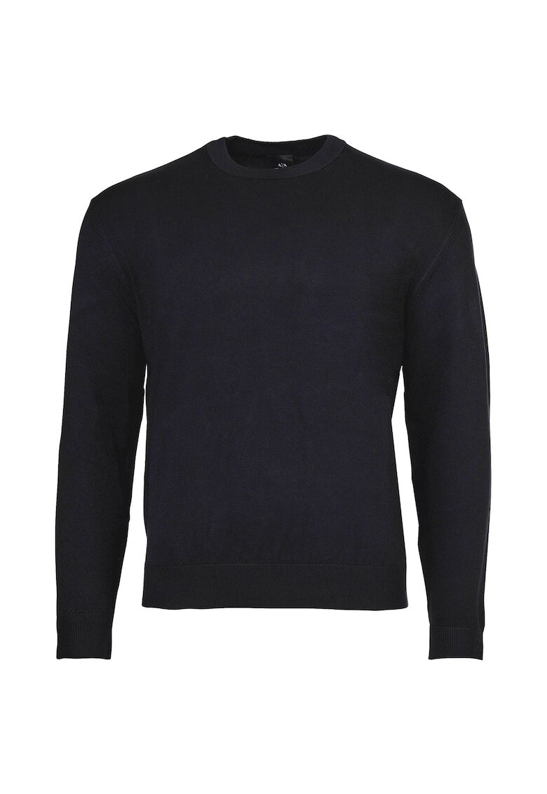 Armani Exchange Pulover tricotat fin cu decolteu rotund - Albastru inchis
