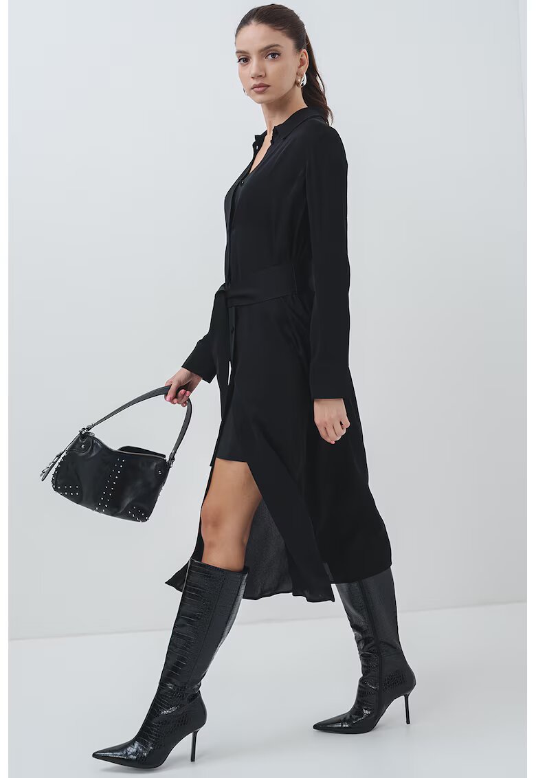 Armani Exchange Rochie cu cordon si maneci lungi - Negru