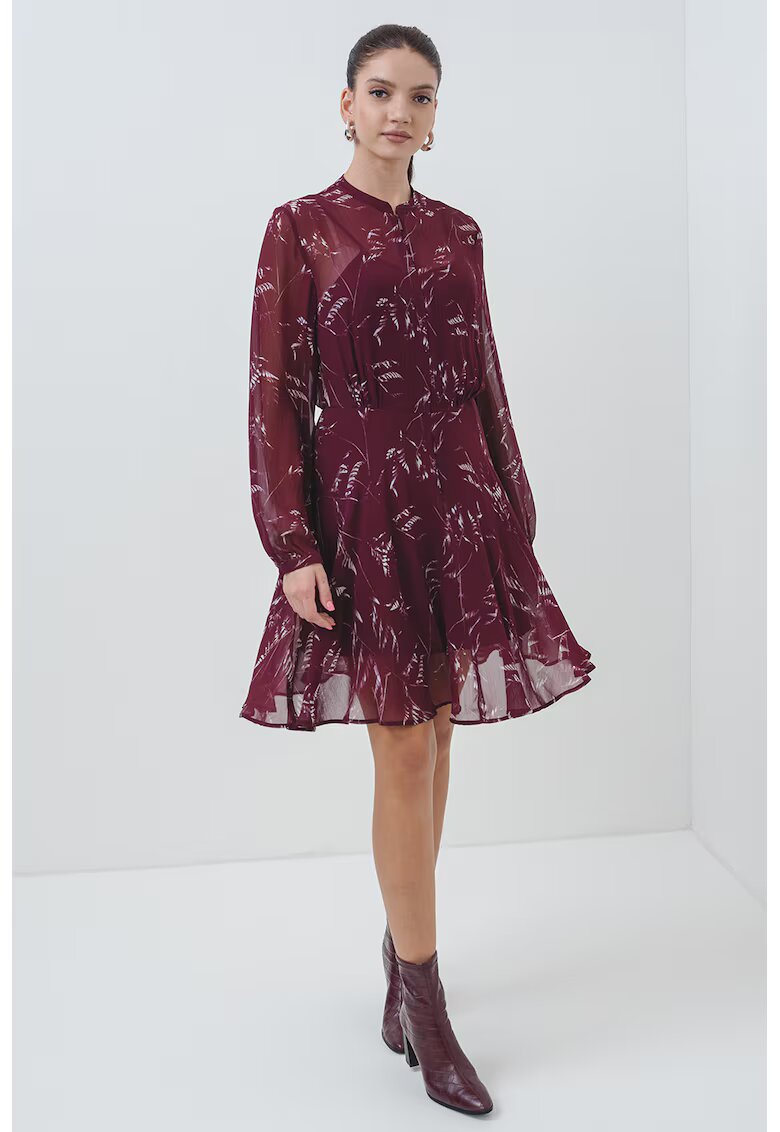 Armani Exchange Rochie cu maneci lungi si imprimeu - Visiniu