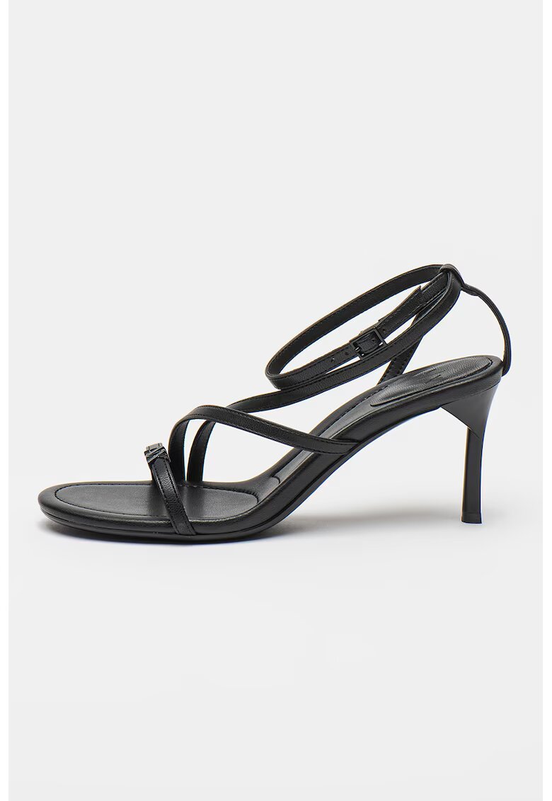 Armani Exchange Sandale de piele ecologica cu bareta pe glezna - Negru