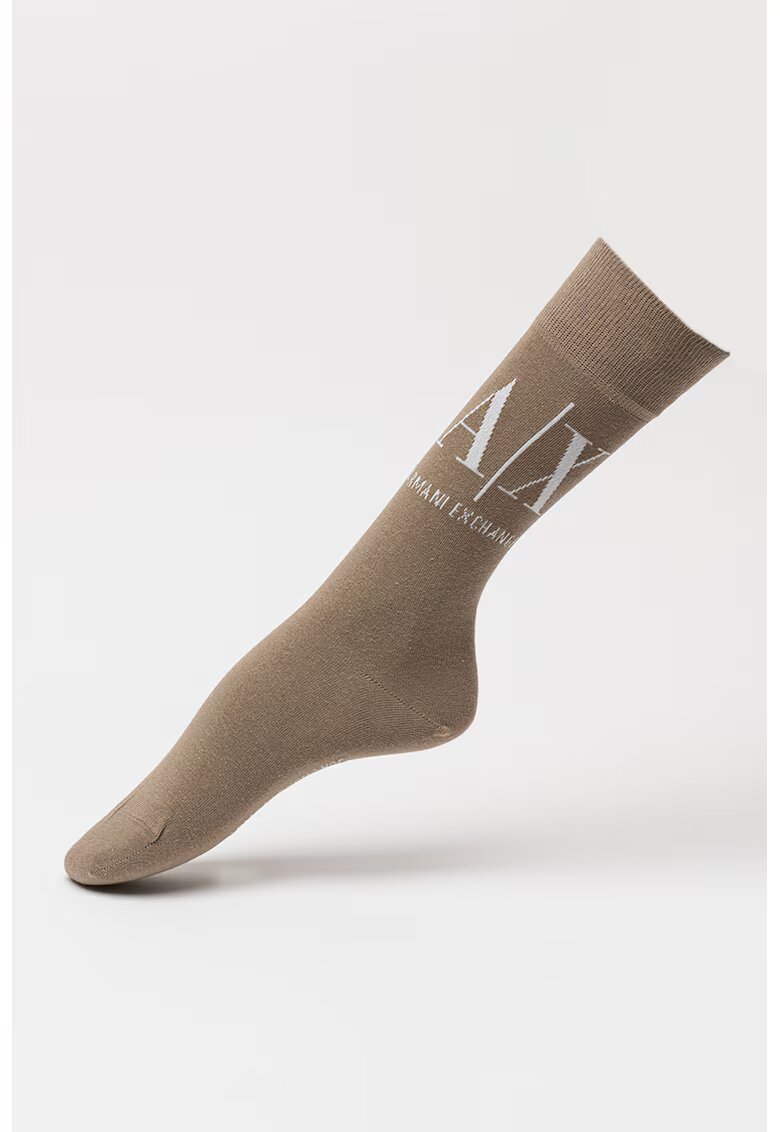 Armani Exchange Sosete lungi cu logo - Kaki